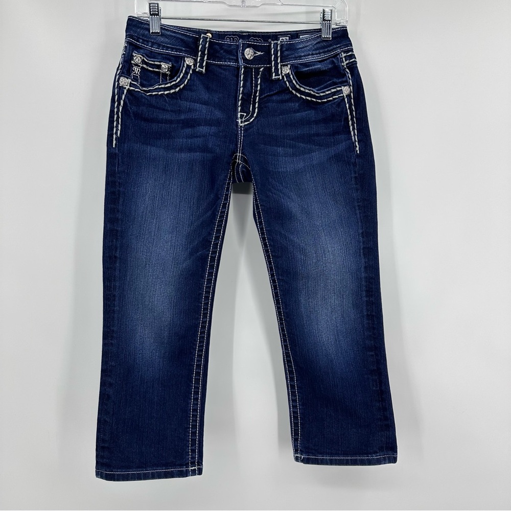 Miss Me Cuffed Capri Cropped Jeans Cotton Blend Blue Size 27